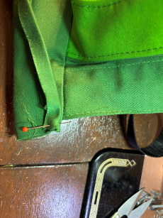 Pin the waistband end